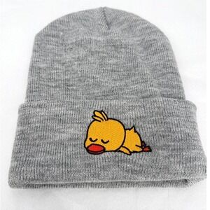 Beanie Hat w/ Embroidered Gray Sleeping Duck Cuffed Winter YP Classics OSFM